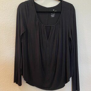 American Eagle Outfitters Black Long Sleeve Top